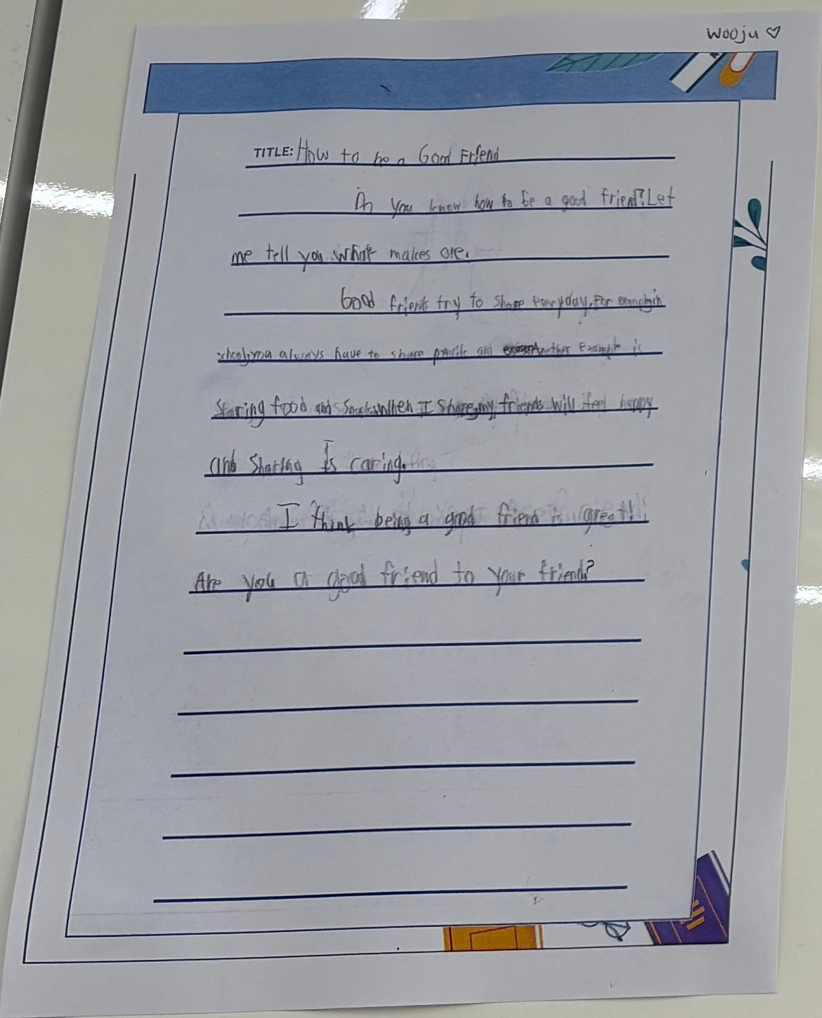 좋은 친구가 되는 방법을 쓴 영어 글.